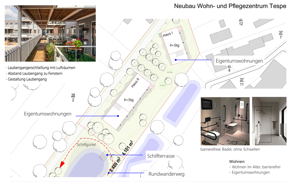 Detailansicht der nachhaltigen Holzfassade und der barrierefreien Balkone