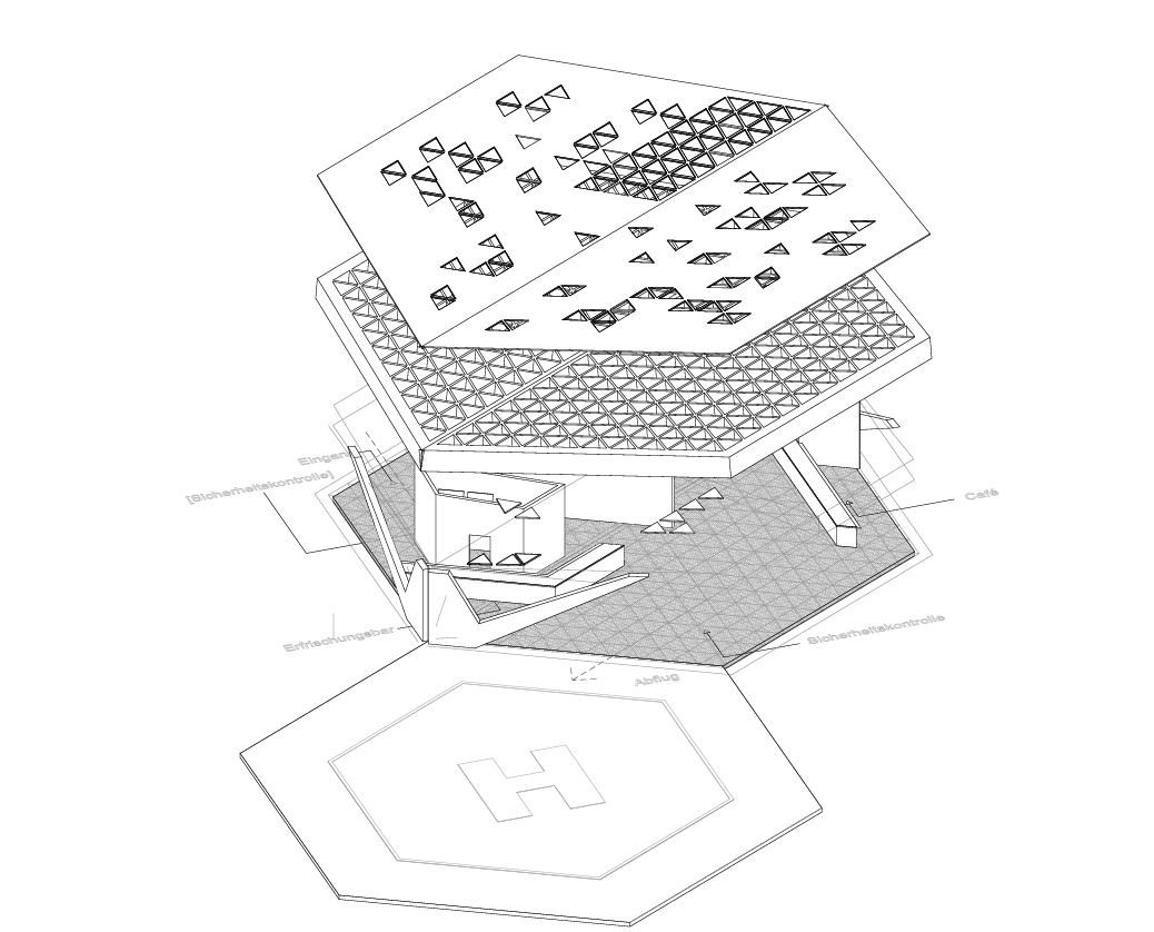 Explosionszeichnung der Architektur von The Diamond